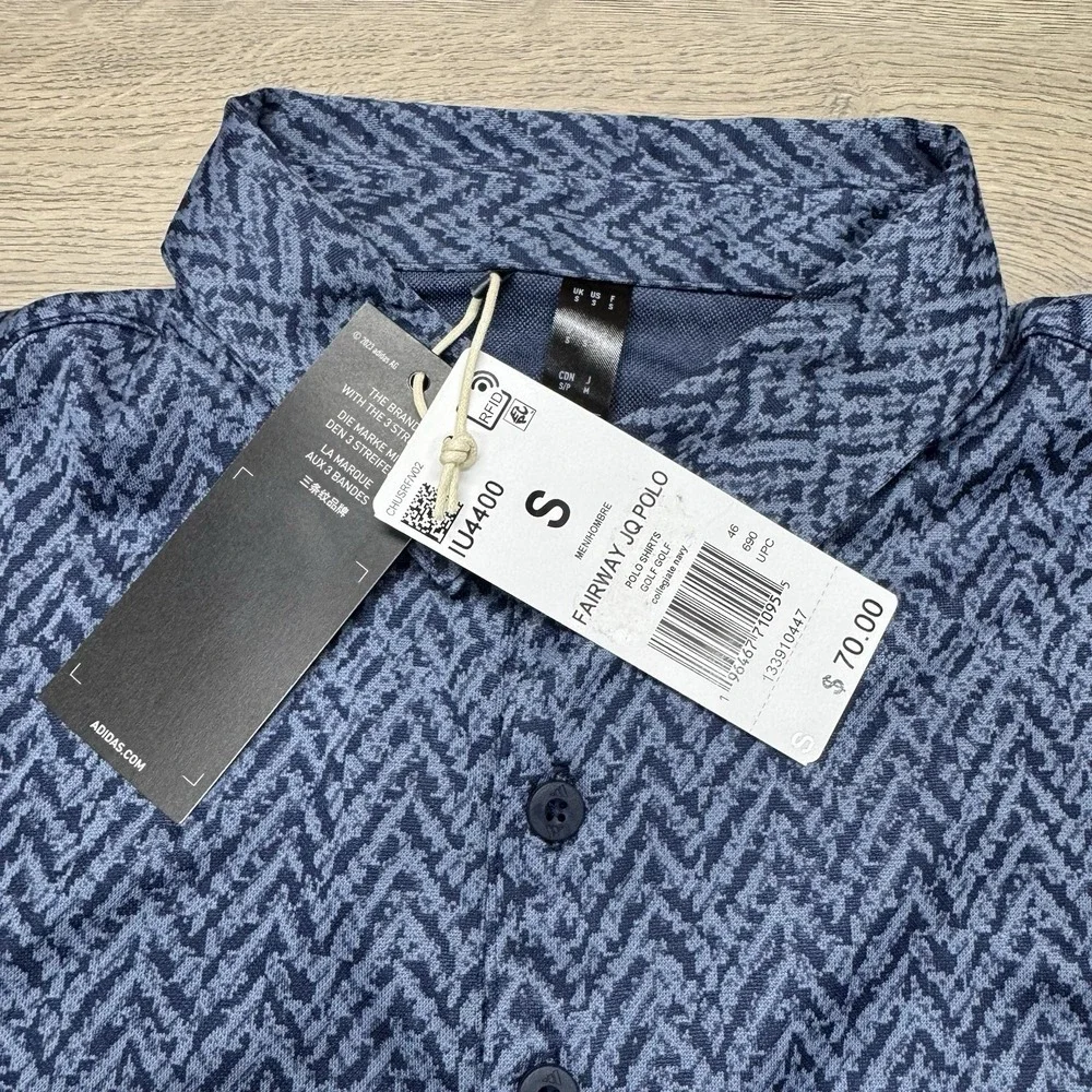NWT Adidas Fairway JQ‎ Polo Collegiate Navy Men's Sz S Golf Preppy
